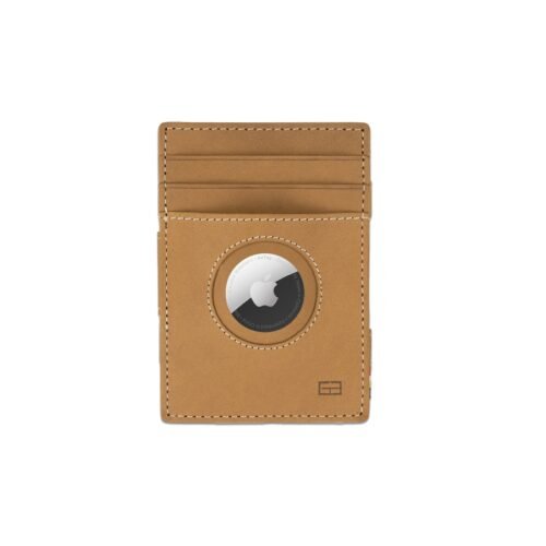 Kožená peněženka na karty Essenziale Airtag Garzini Camel Brown