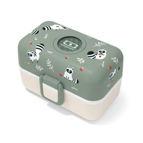 Monbento Dětský obědový bento box na jídlo Tresor Graphic Green Raccoon 800ml