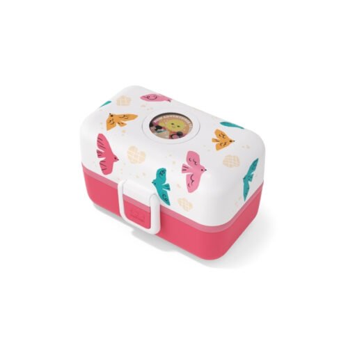 Monbento Dětský obědový bento box na jídlo Tresor Graphic Pink Birds 800ml