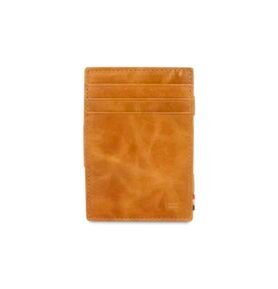 Kožená peněženka na karty s kapsou na mince Essenziale Brushed Garzini Cognac