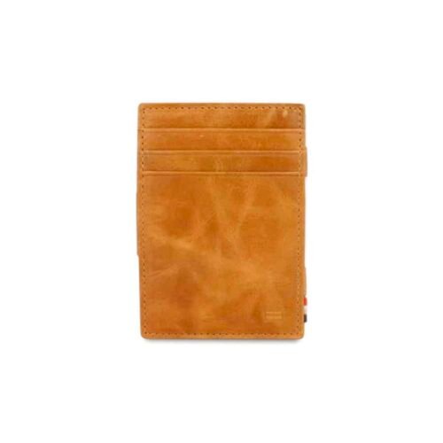 Kožená peněženka na karty s kapsou na mince Essenziale Brushed Garzini Cognac
