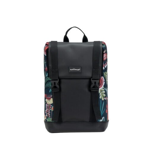 Milinal Městský studentský batoh s klopou Aviapack Ornament Flowers 15l