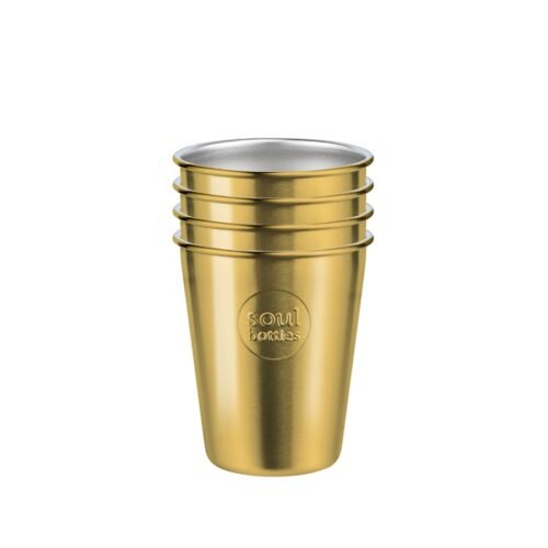 Soulbottles Nerezové kelímky na pití 4 ks Gold 300ml