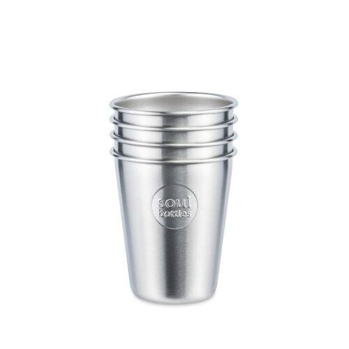 Soulbottles Nerezové kelímky na pití 4 ks Silver 300ml