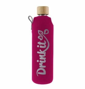 Drink it Skleněná láhev s neoprénovým obalem Pinky 300ml
