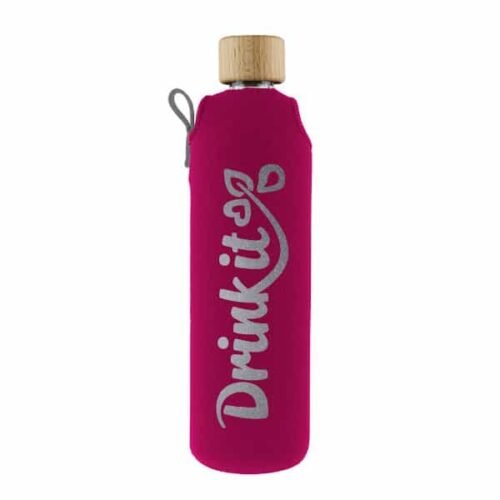 Drink it Skleněná láhev s neoprénovým obalem Pinky 300ml