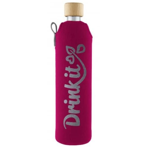 Drink it Skleněná láhev s neoprénovým obalem Pinky 500ml