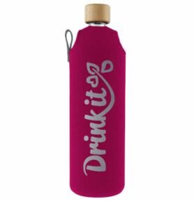 Drink it Skleněná láhev s neoprénovým obalem Pinky 700ml