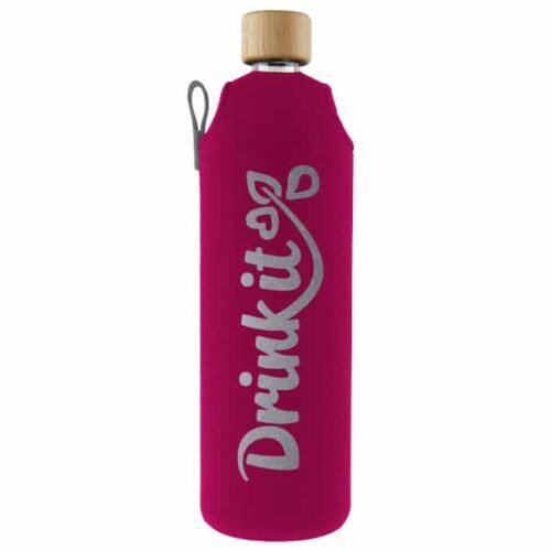 Drink it Skleněná láhev s neoprénovým obalem Pinky 700ml