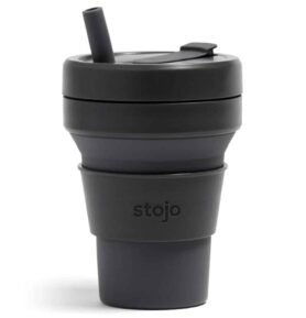 Stojo Skládací kelímek s brčkem Biggie 470ml Carbon