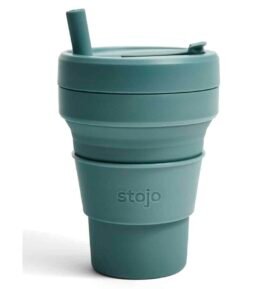 Stojo Skládací kelímek s brčkem Biggie 470ml Eucalyptus