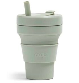 Stojo Skládací kelímek s brčkem Biggie 470ml sage