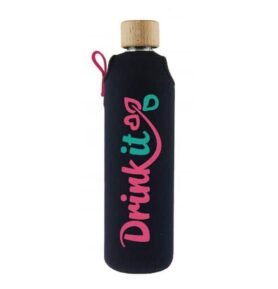 Drink it Skleněná láhev s neoprénovým obalem Tyrksit 300ml
