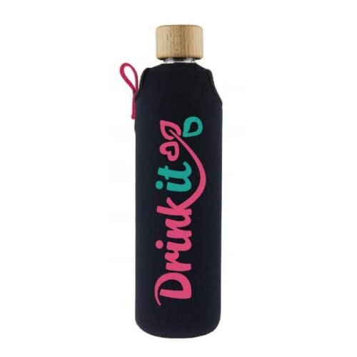 Drink it Skleněná láhev s neoprénovým obalem Tyrksit 300ml