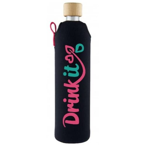 Drink it Skleněná láhev s neoprénovým obalem Tyrksit 500ml