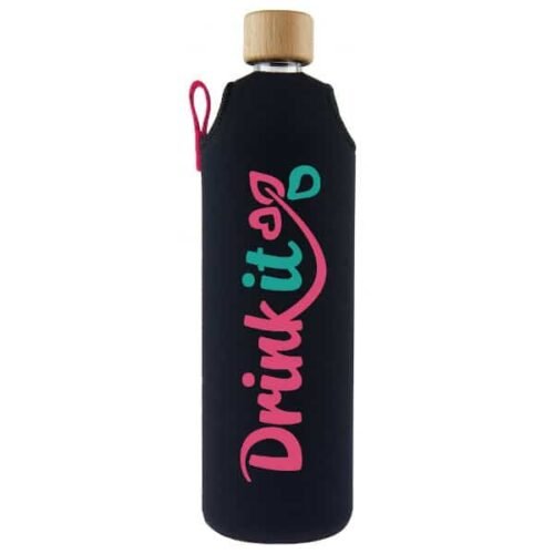 Drink it Skleněná láhev s neoprénovým obalem Tyrksit 700ml
