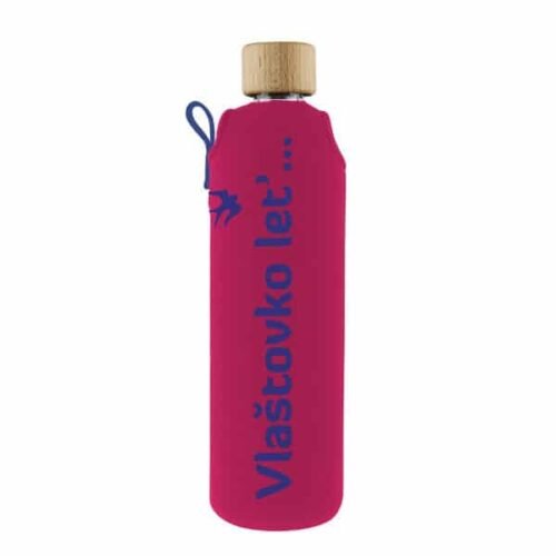 Drink it Skleněná láhev s neoprénovým obalem vlastní popis Vlaštovka 300ml