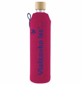 Drink it Skleněná láhev s neoprénovým obalem vlastní popis Vlaštovka 500ml