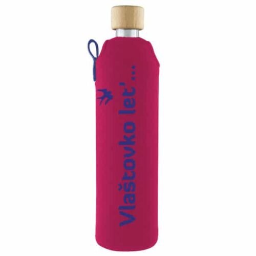 Drink it Skleněná láhev s neoprénovým obalem vlastní popis Vlaštovka 500ml