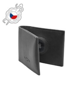 Fixed Smile kožená pěněženka na airtag černá