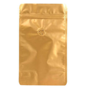 Doypack sáček s ventilem 130*225 mm, 150 g, zlatý mat, 10 ks