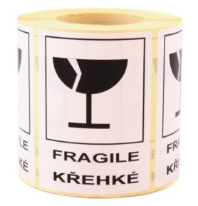 Samolepící etikety KŘEHKÉ 68*45 mm, role 500 etiket