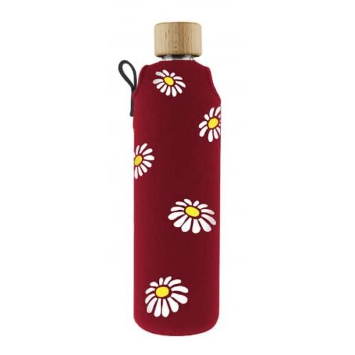 Drink it Skleněná láhev s neoprénovým obalem Kopretiny 300ml