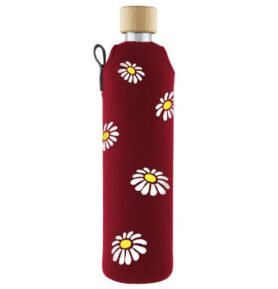 Drink it Skleněná láhev s neoprénovým obalem Kopretiny 500ml