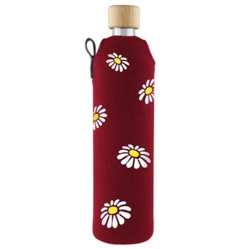 Drink it Skleněná láhev s neoprénovým obalem Kopretiny 500ml
