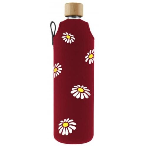 Drink it Skleněná láhev s neoprénovým obalem Kopretiny 700ml