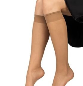 Punčochové podkolenky NYLON KNEE SOCKS  2 páry golden uni
