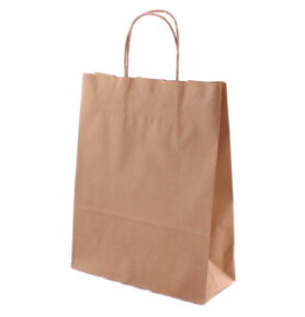 Taška 24*10*32 cm, kroucené držadlo, hnědý recykl 100 g