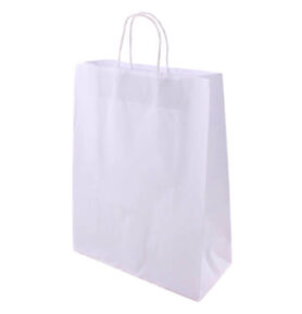 Taška 32*14*41 cm, kroucené držadlo, bílý recykl 100 g