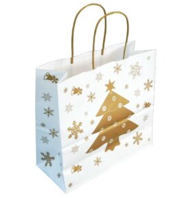 Dárková vánoční taška 25*11*24 cm, bílý sulfátový papír 120 g