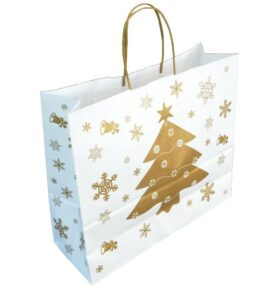 Dárková vánoční taška 36*12*31 cm, bílý sulfátový papír 120 g