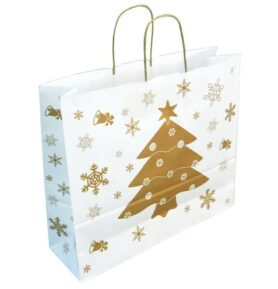 Dárková vánoční taška 42*13*37 cm, bílý sulfátový papír 120 g