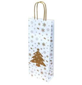Taška na víno dárková 15*8*39,5 cm, bílý sulfátový papír 120 g