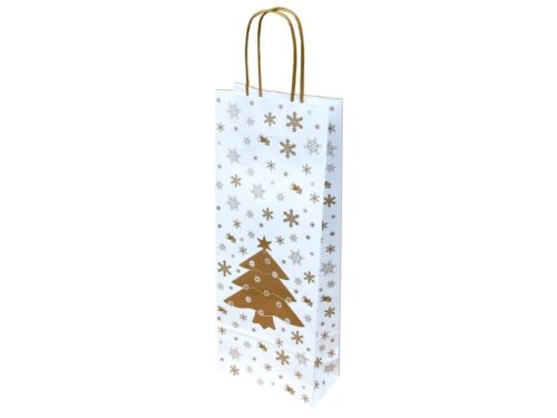 Taška na víno dárková 15*8*39,5 cm, bílý sulfátový papír 120 g