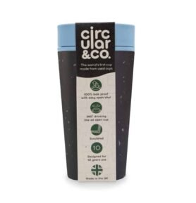 Circular & Co. recyklovaný kelímek na kávu 340 ml černá tyrkysová