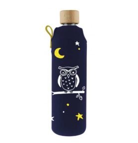 Drink it Skleněná láhev s neoprénovým obalem Sova 300ml