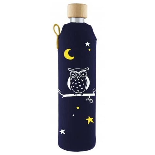 Drink it Skleněná láhev s neoprénovým obalem Sova 500ml