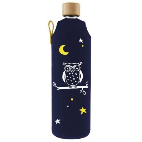 Drink it Skleněná láhev s neoprénovým obalem Sova 700ml