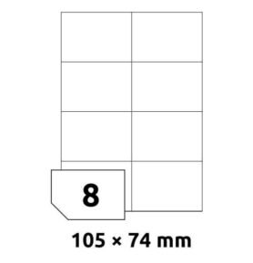 Samolepící etikety 105*74,2 mm, 8et./A4, 100 archů