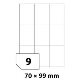 Bílé samolepicí etikety Rayfilm R0100.8014A, 70x99 mm, 100 listů A4, 900 etiket