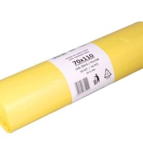 Odpadkové pytle HDPE 120 l, 70*110 cm, žluté, role 50 ks
