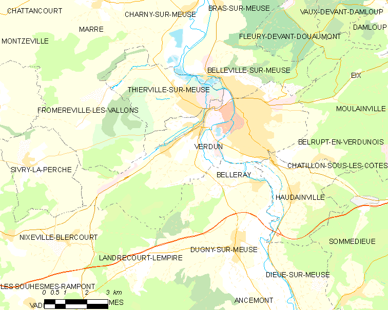 Mapa bitvy u Verdunu