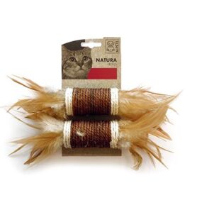 M-Pets NATURA válečky s pírky 24 × 4,5 cm