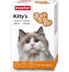 Beaphar Pochoutka Kitty´s Mix jogurtová srdíčka s biotinem a taurinem 180 tbl