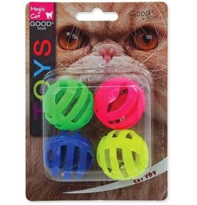 MAGIC CAT hračka míček děrovaný plast se zvukem 3,75 cm 4 ks