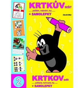 Krtkův sešit počítání, malování, hry + samolepky